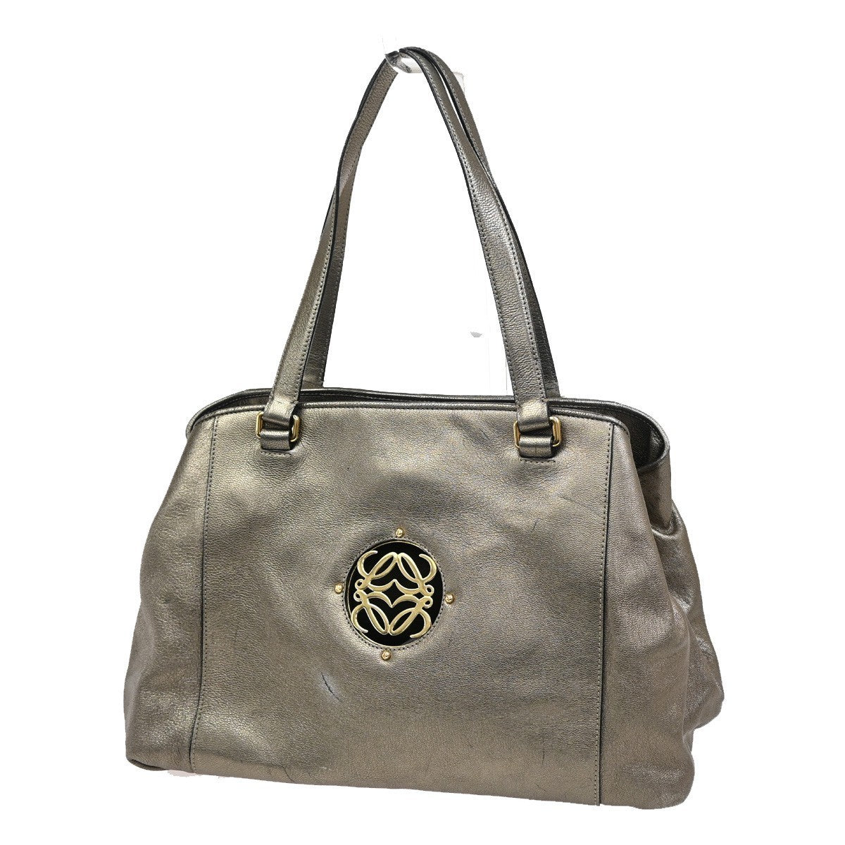 LOEWE Anagram Shoulder Bag Leather Metallic Gold GHW Spain 70KC465