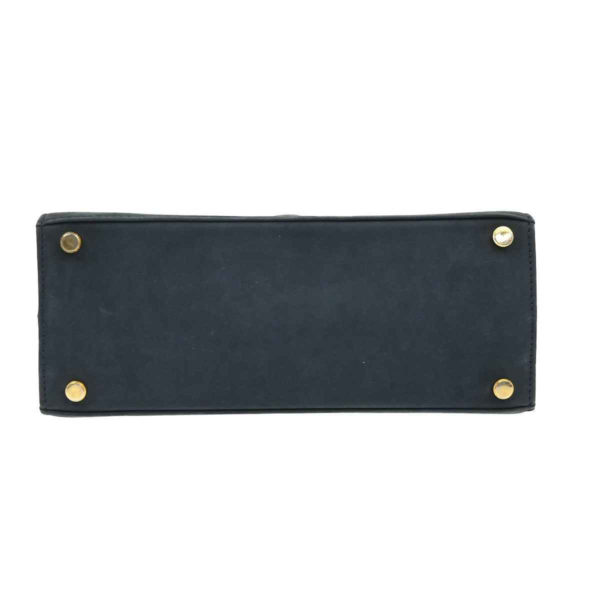 SALVATORE FERRAGAMO Vara Hand Bag Suede Leather Navy Blue Gold Italy 69KB383
