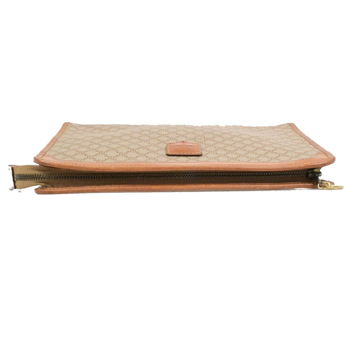 CELINE Logo Macadam Pattern Clutch Bag PVC Leather Brown GHW Italy 07YH137