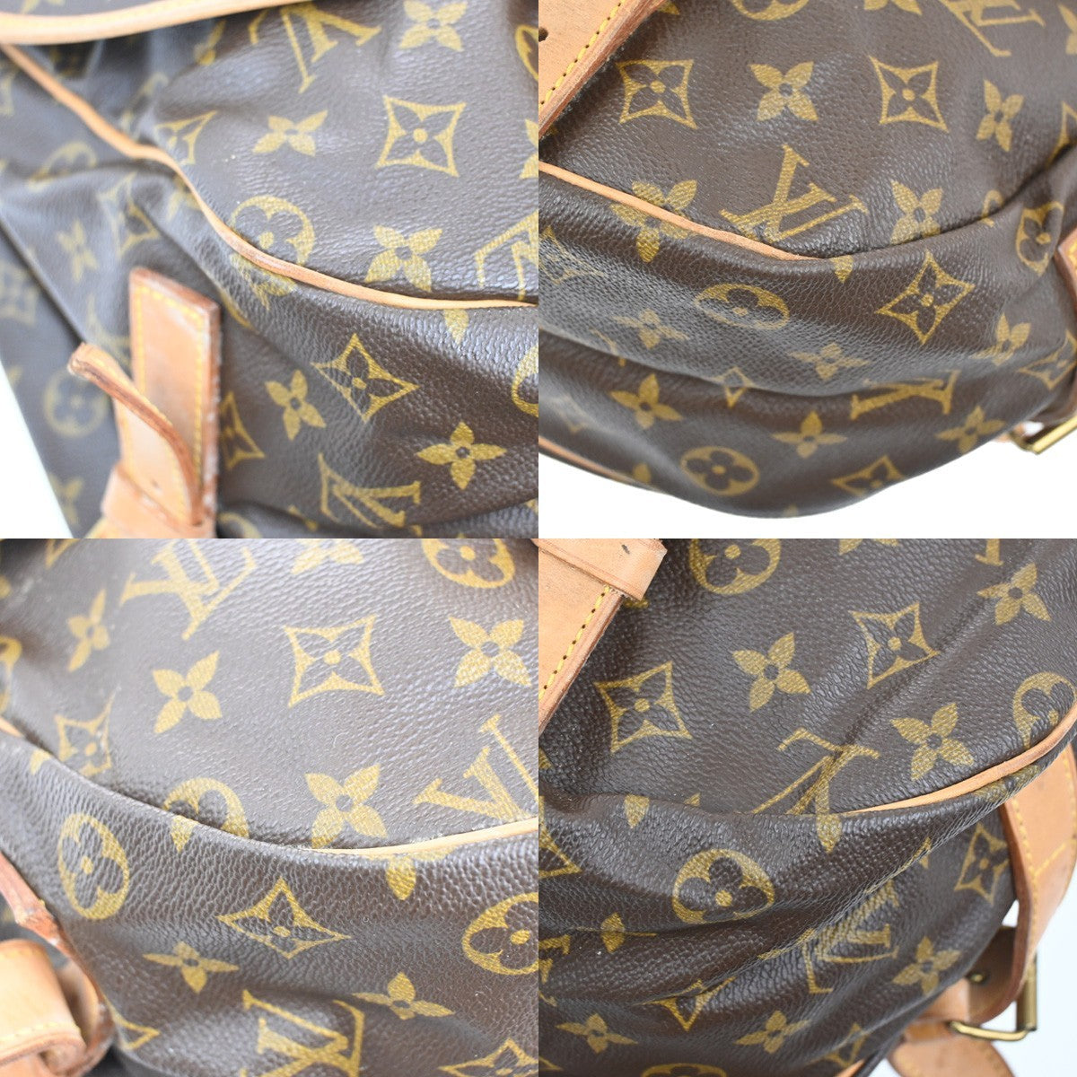 LOUIS VUITTON Logo Saumur 43 Shoulder Bag Monogram Leather Brown M42252 18CA077