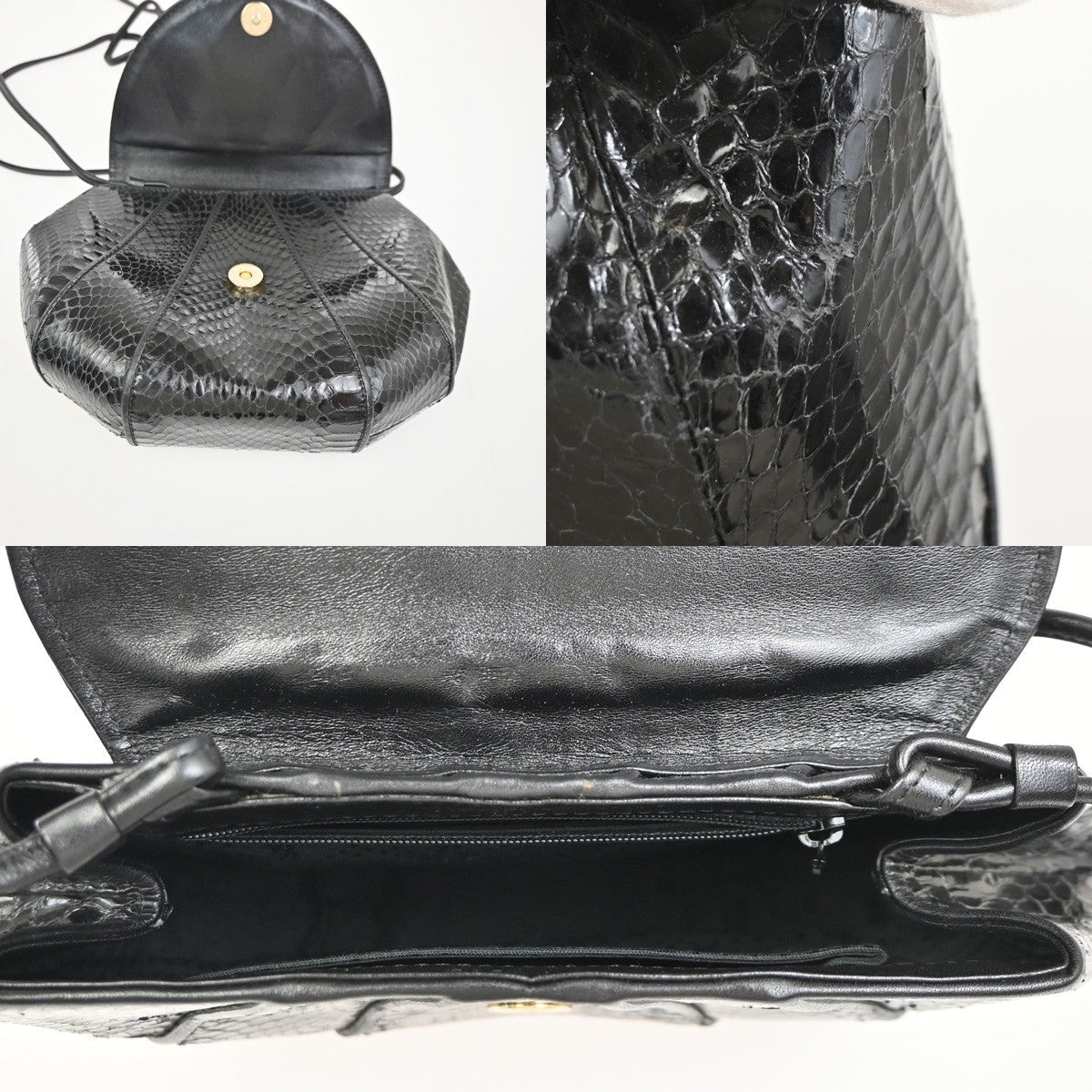 YVES SAINT LAURENT YSL Shoulder Crossbody Bag Embossed Leather Black 63ZA203