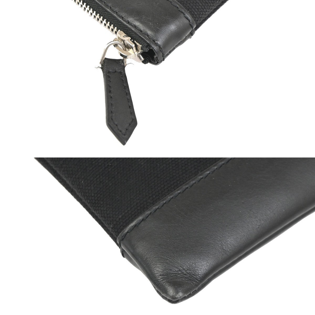 BALENCIAGA Logo Clutch Ba Canvas Leather Black SHW Italy 63TA693