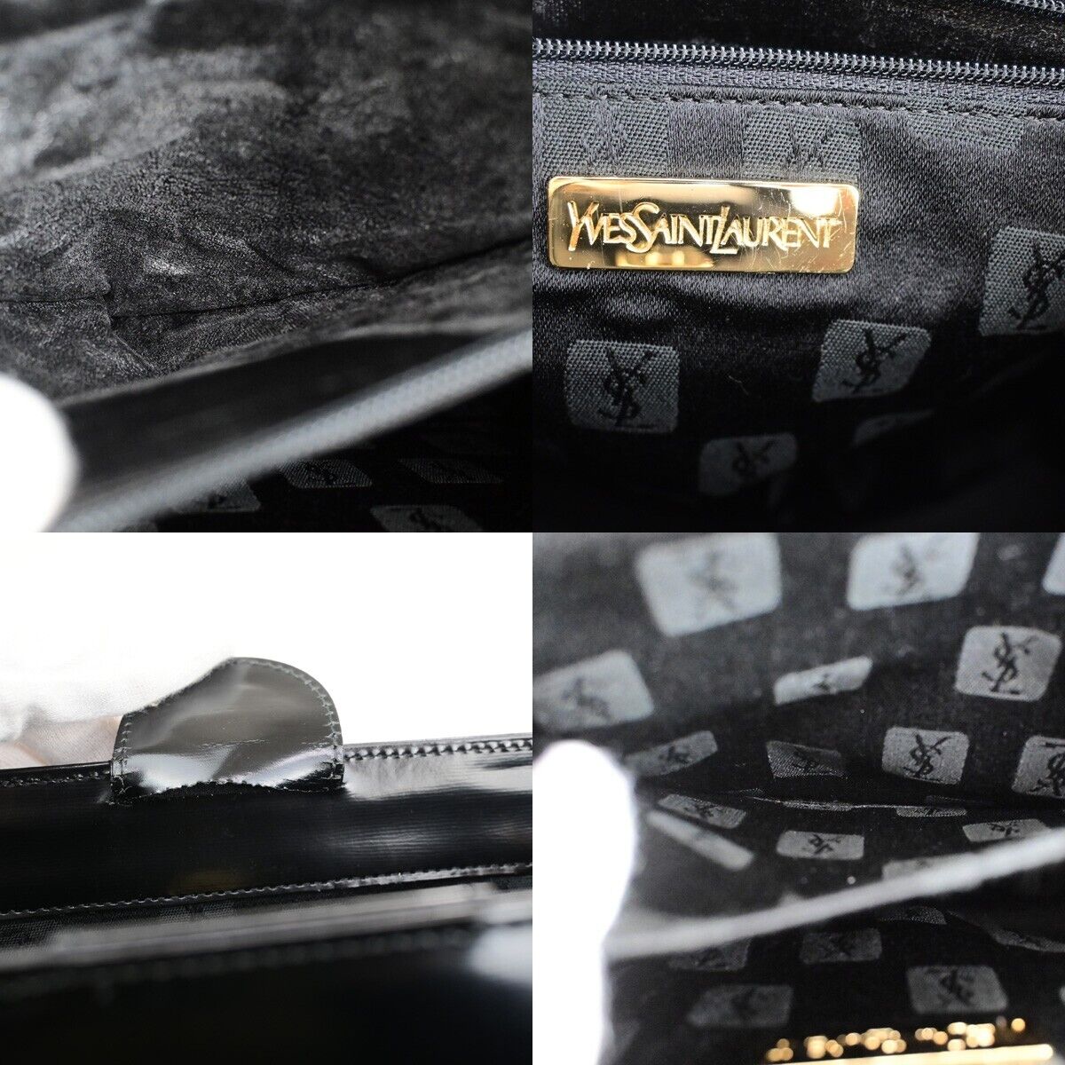 YVES SAINT LAURENT YSL Logo 2Way Shoulder Hand Bag Leather Black 36FB059