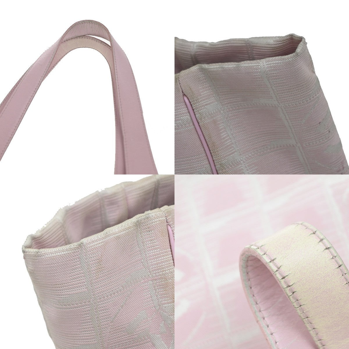 CHANEL CC Logo New Travel Line Shoulder Bag Nylon Leather Pink Italy 30EG405