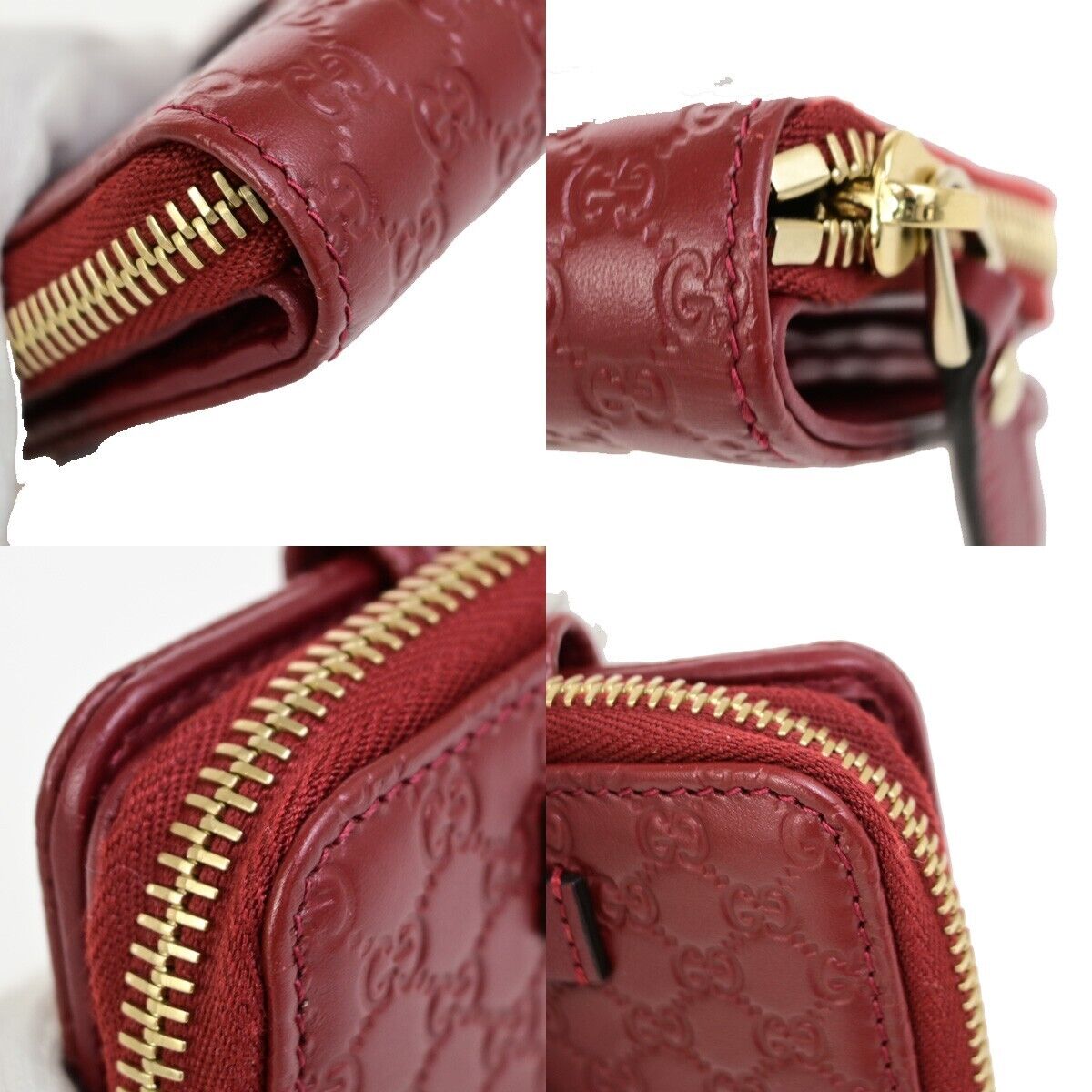 GUCCI Micro Guccissima GG Pattern Bifold Zipper Wallet Leather Red 34FB312