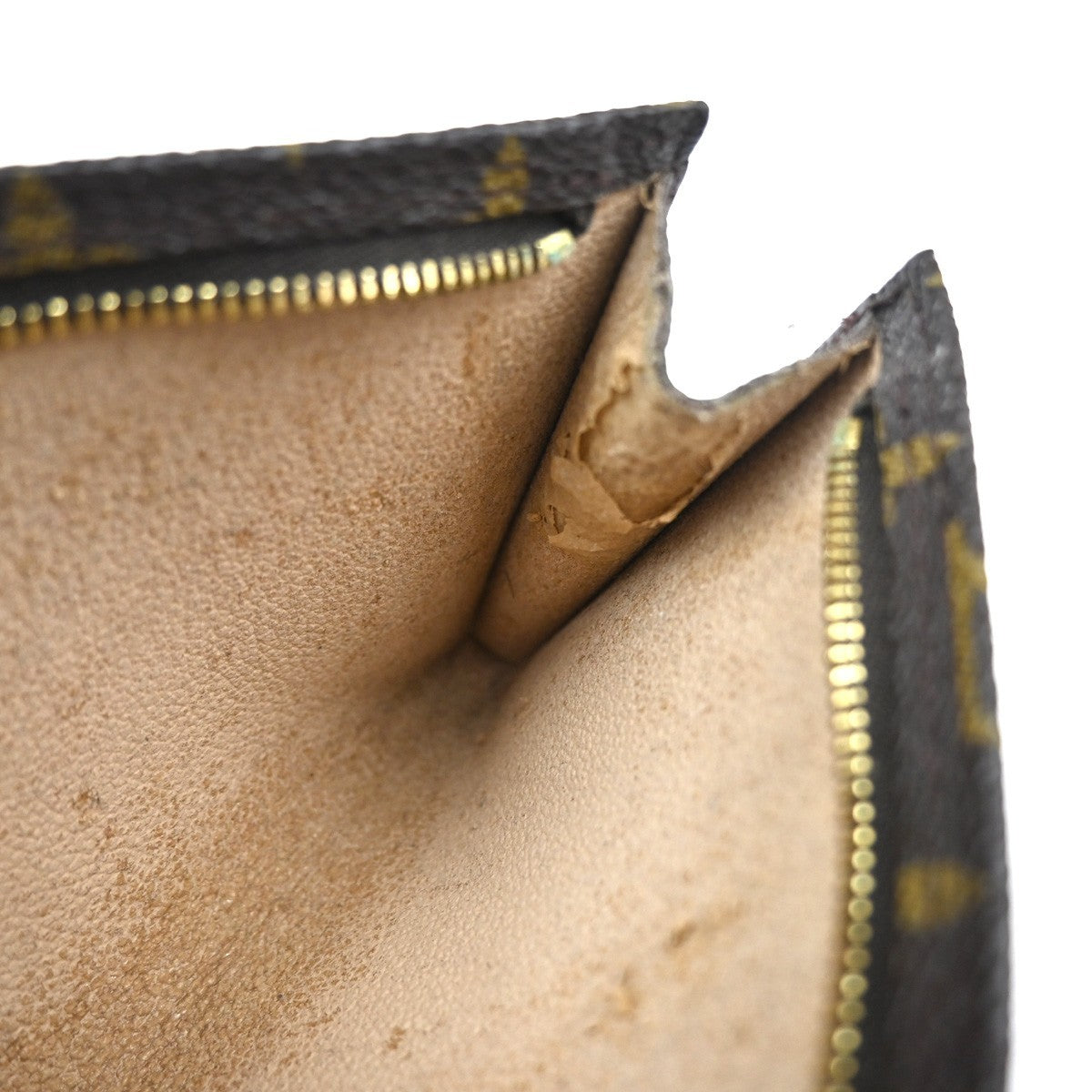 LOUIS VUITTON Logo BUCKET PM Pouch Bag Monogram Leather Brown France 66KP603