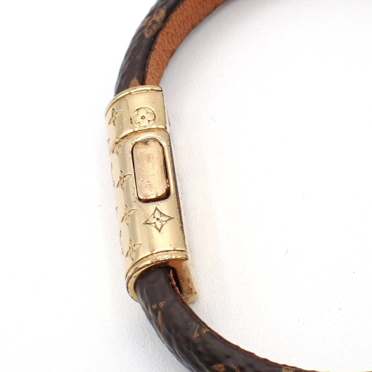 LOUIS VUITTON LV Logo Yummy Bracelet Monogram Leather Brown GHW M6435F 05EG106