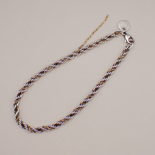 Tiffany & Co. Logo Sterling Silver and 18K Rope Twist Bracelet 69YH737