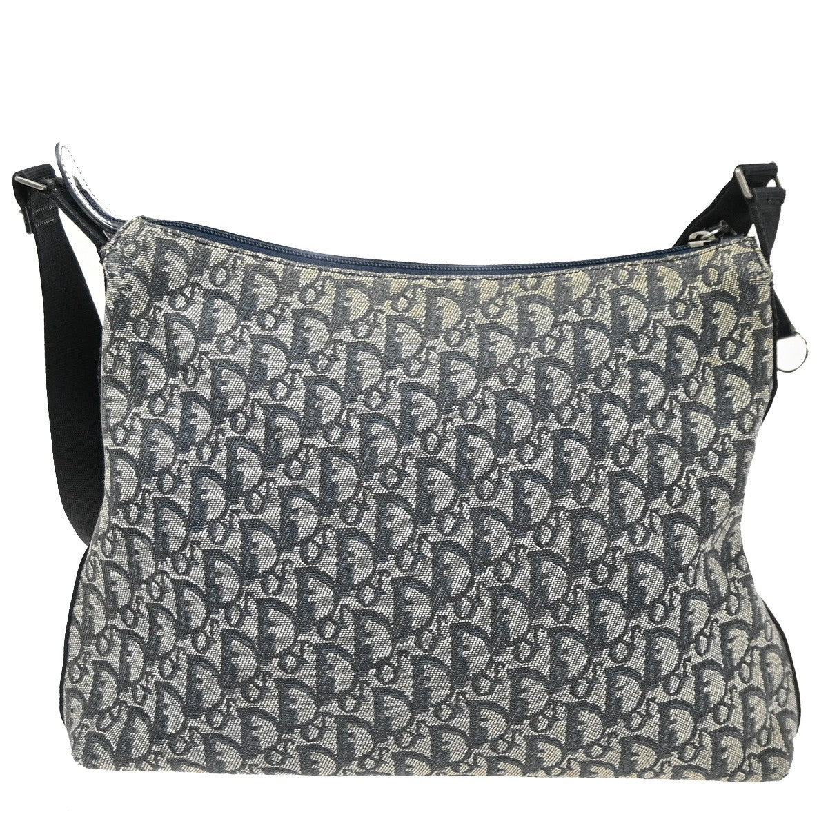 CHRISTIAN DIOR Trotter Pattern shoulder Bag Canvas Leather Navy Blue 39SA097