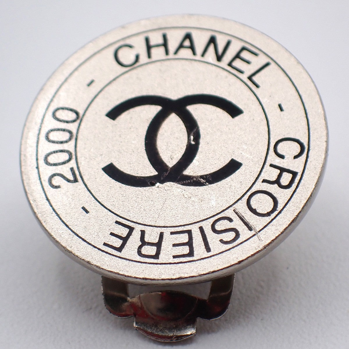 CHANEL CC  Logo Round Button Earrings 00C Clip-On SHW France 65RL813