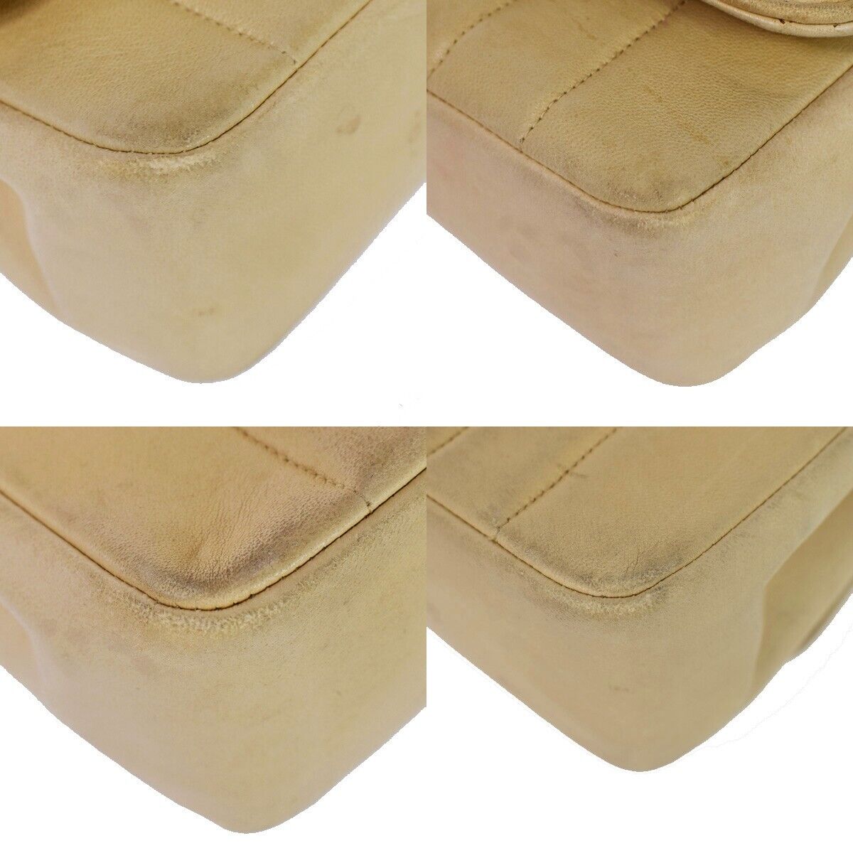 CHANEL CC Logo Mademoiselle Chain Shoulder Bag Leather Beige GHW France 648RC979