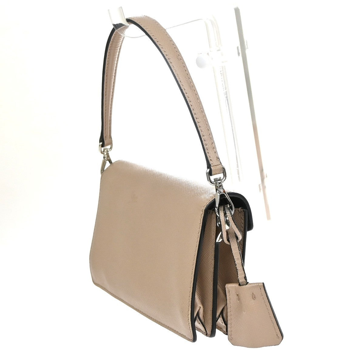 PRADA Logo Lux Sound Mini Hand Bag Saffiano Leather Pink SHW Italy 85TA656