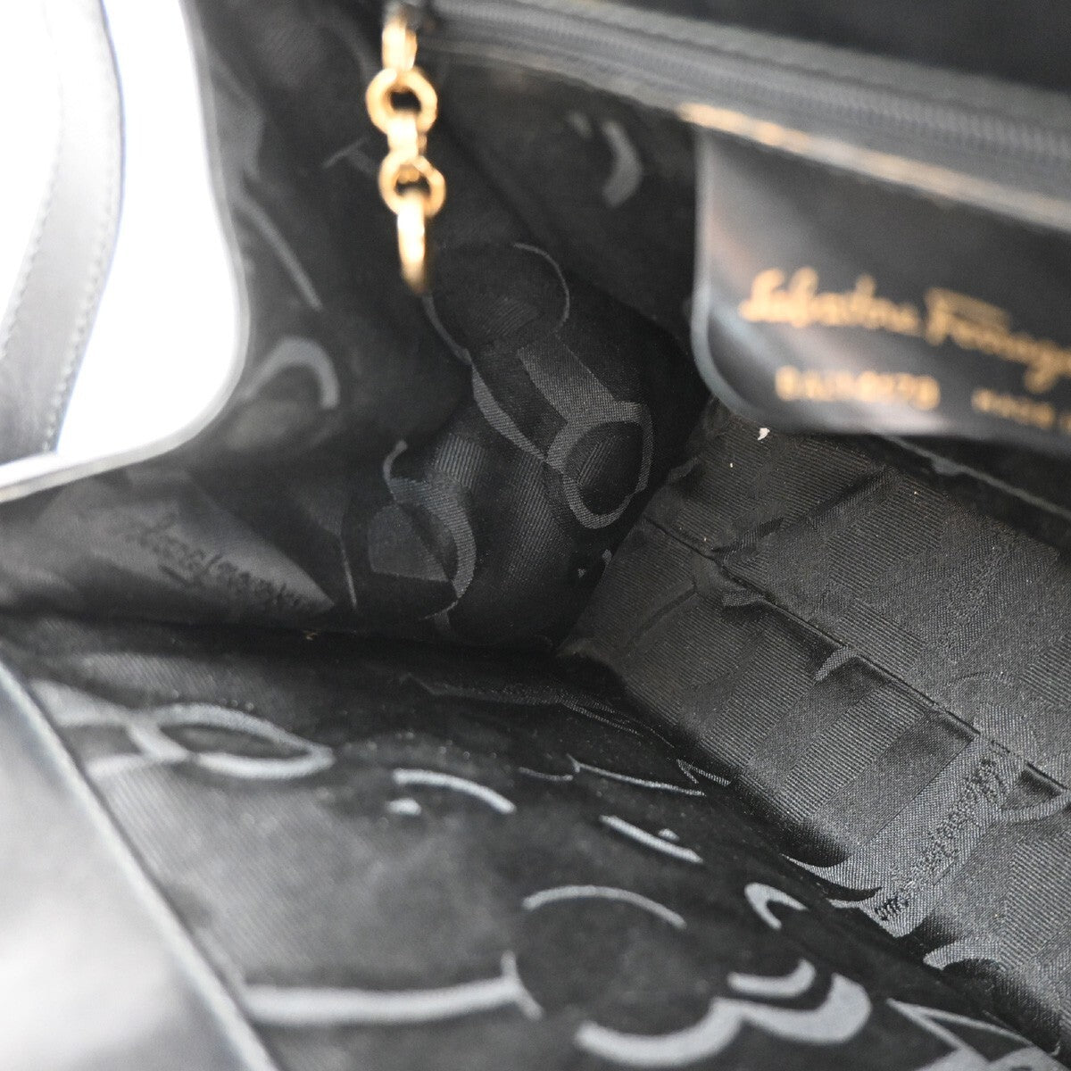 SALVATORE FERRAGAMO Logo Vara 2Way Shoulder Hand Bag Leather Black Italy 38EE277
