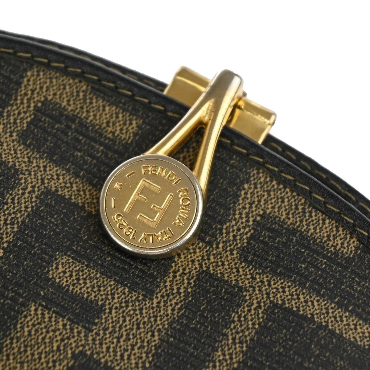 FENDI Logo Zucca Pattern Bifold Wallet Purse PVC Leather Brown GHW Italy 01YE168
