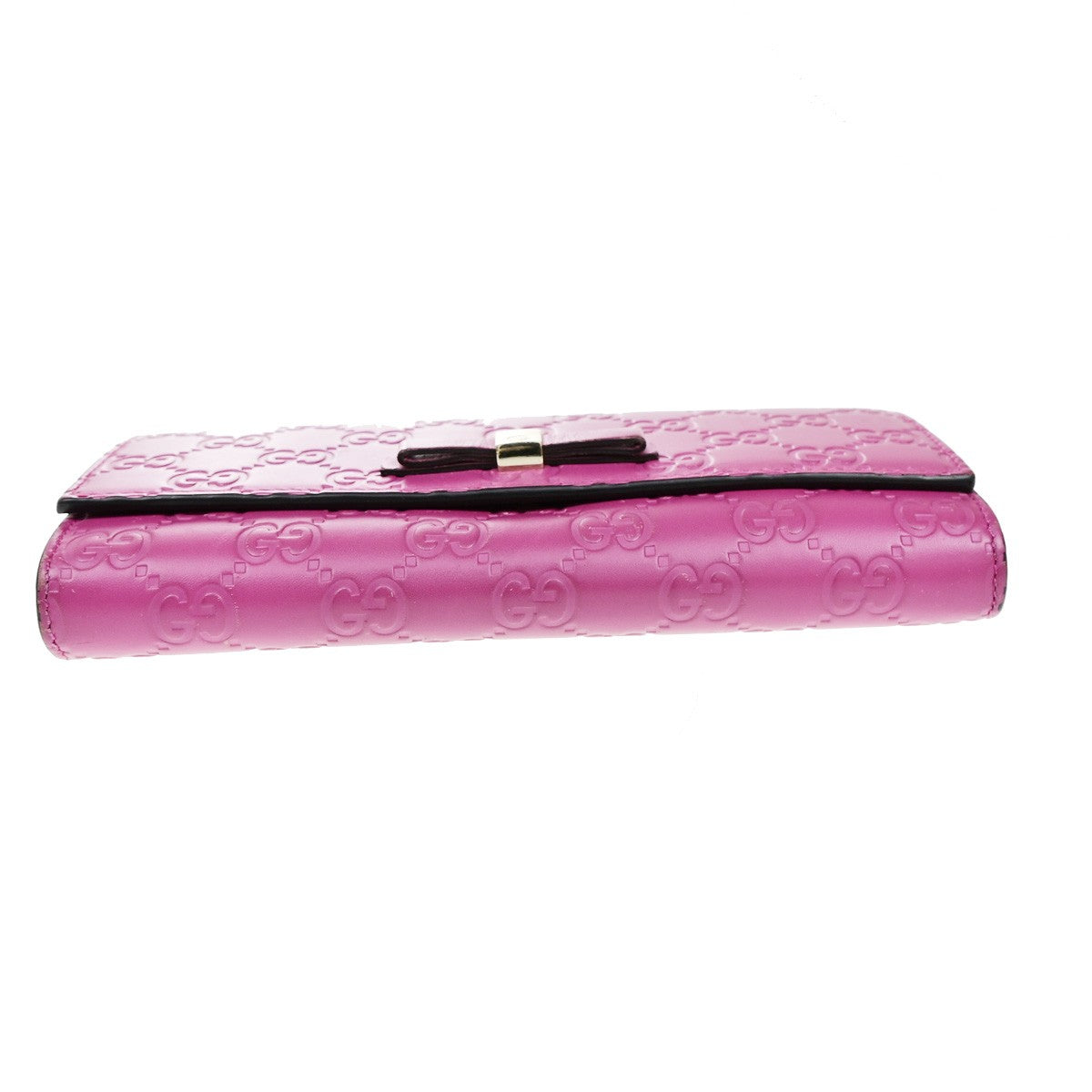 GUCCI Logo Guccissima GG Pattern Long Bifold Wallet Leather Pink GHW 04YH062