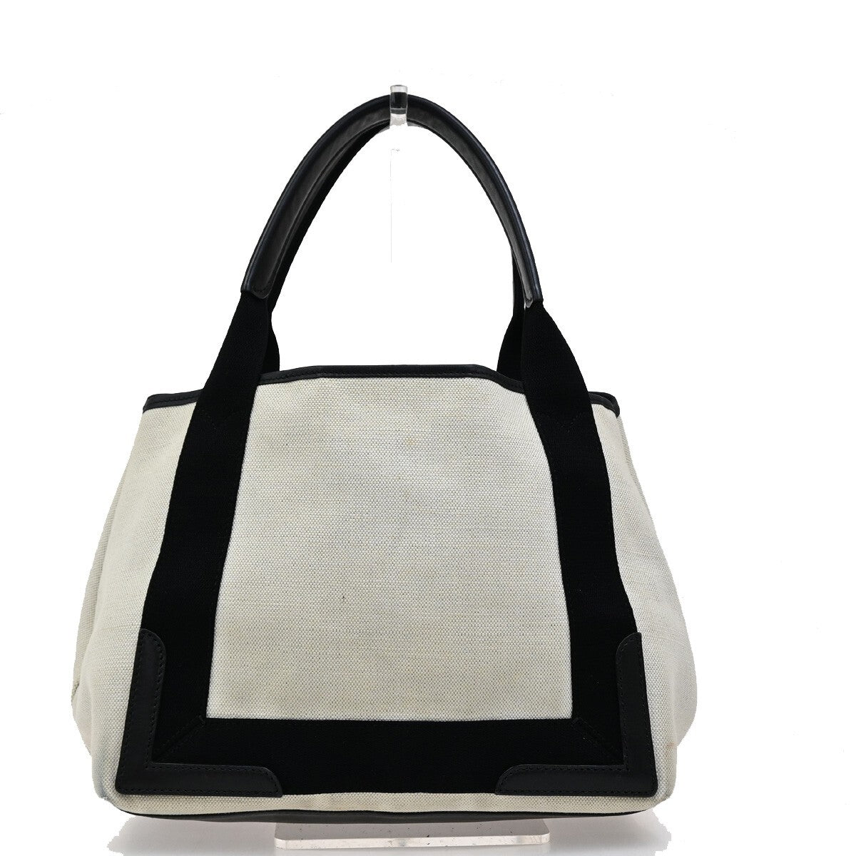 BALENCIAGA Navy Cabas S Hand Tote Bag Canvas Leather Black SHW Italy 32EE708