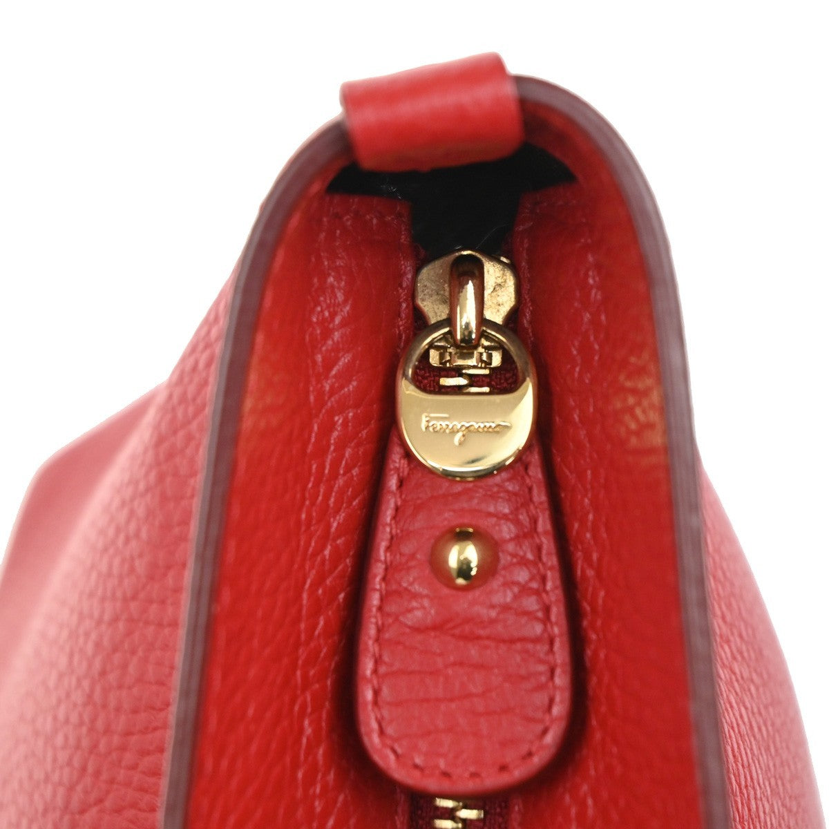Salvatore Ferragamo Double Gancini Tote Hand bag Leather Red GHW Italy 67RL658
