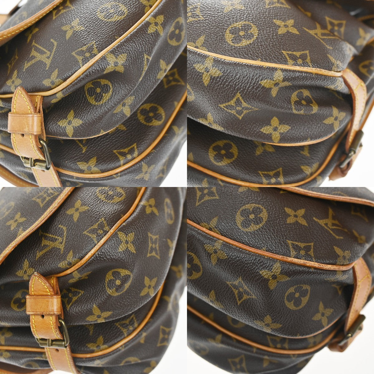 LOUIS VUITTON Logo Saumur 30 Shoulder Bag Monogram Leather Brown M42256 18KC786