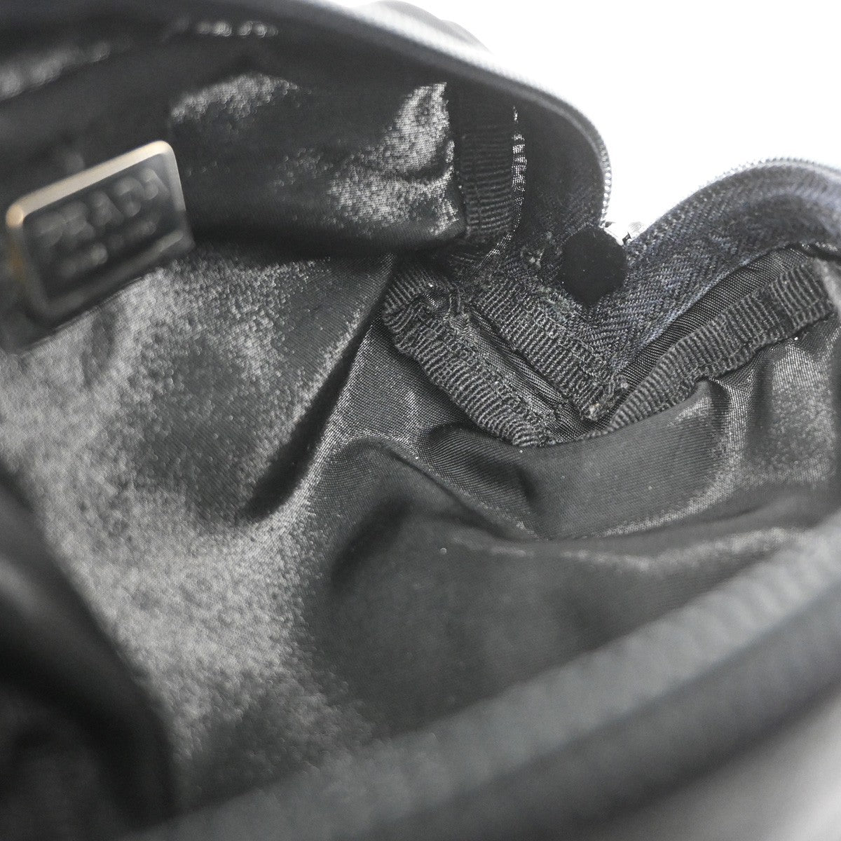PRADA Logo Tessuto Mini Cosmetic Pouch Nylon Leather Black SHW Italy 09KD207