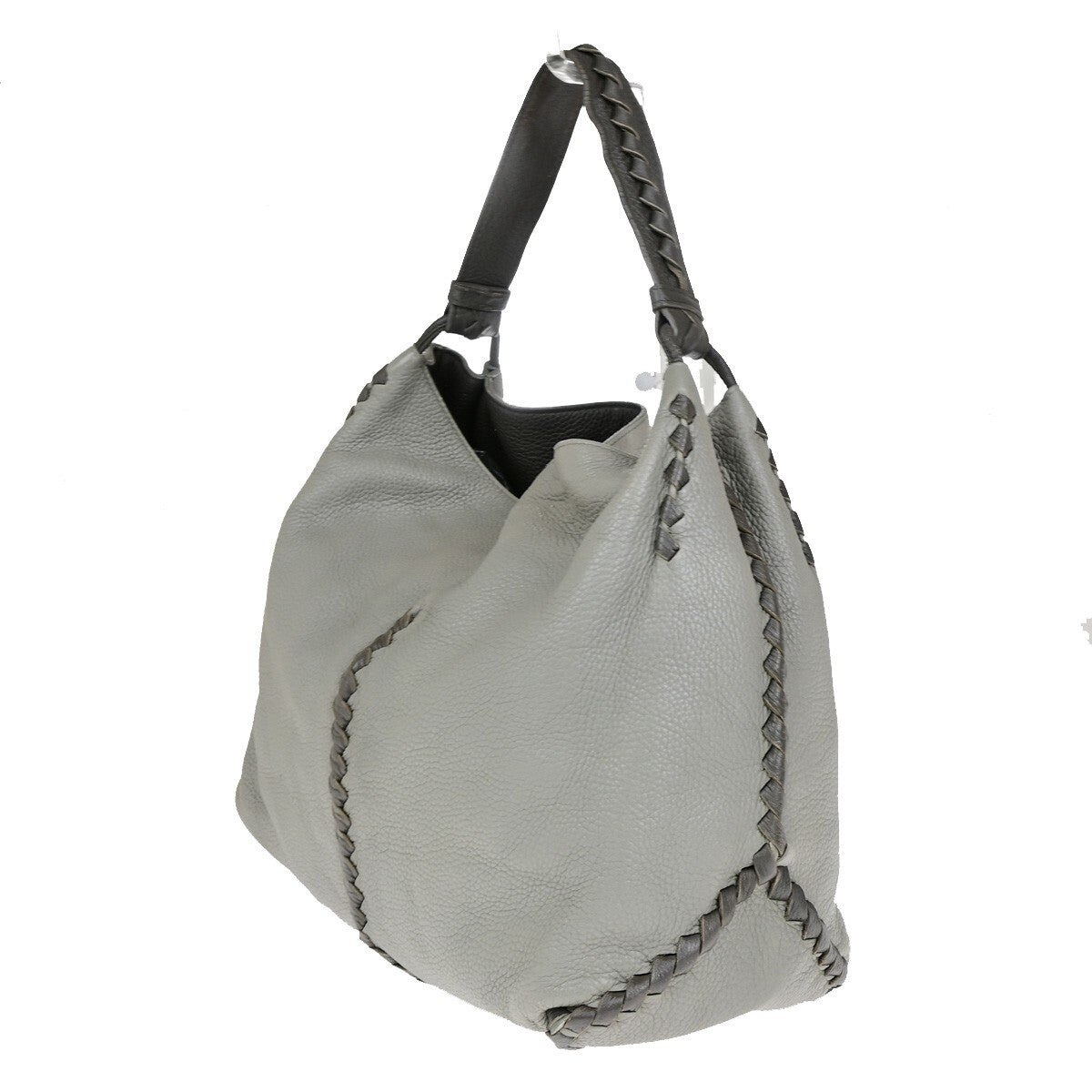 BOTTEGA VENETA Logo Hobo Shoulder Hand Bag Leather Gray Italy 31EC688