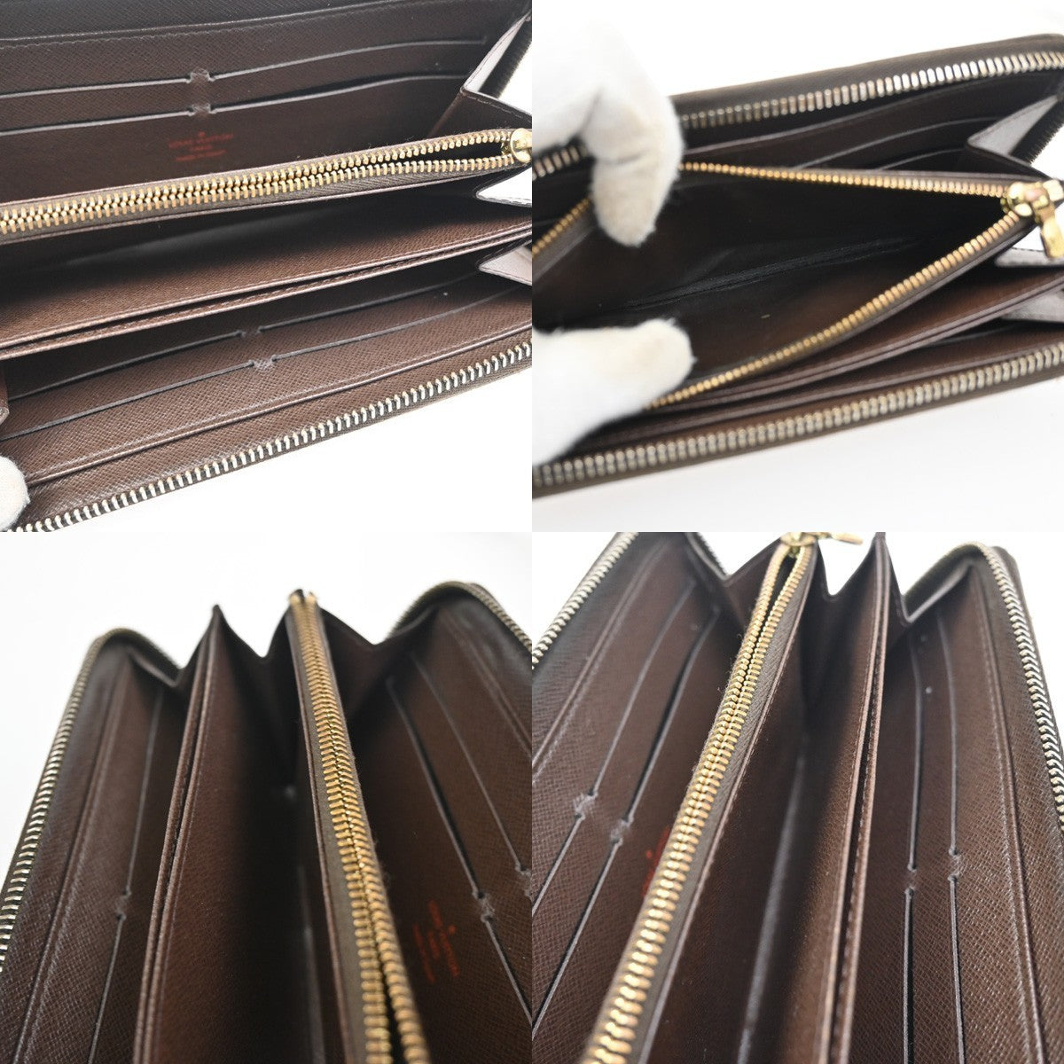 LOUIS VUITTON LV Logo 2 Set Zipper Wallet Monogram Damier Leather Brown 64KC511