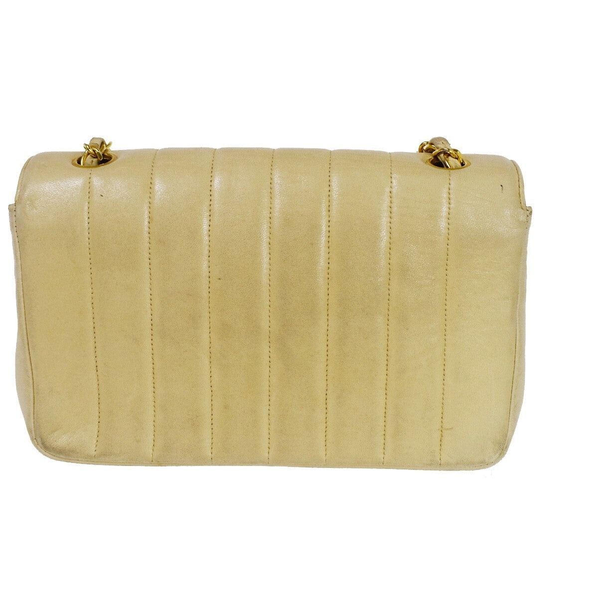 CHANEL CC Logo Mademoiselle Chain Shoulder Bag Leather Beige GHW France 648RC979
