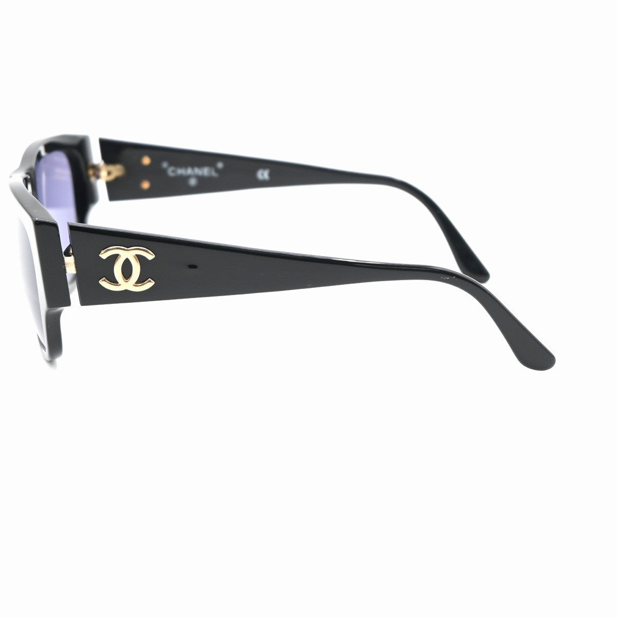 CHANEL CC Logo Sunglasses Eye Wear Metal Plastic Black Italy 04153 67RL635
