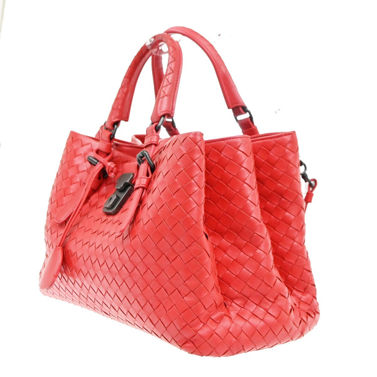 BOTTEGA VENETA Logo Intrecciato Roma 2way Shoulder Hand Bag Leather Red 91MA415