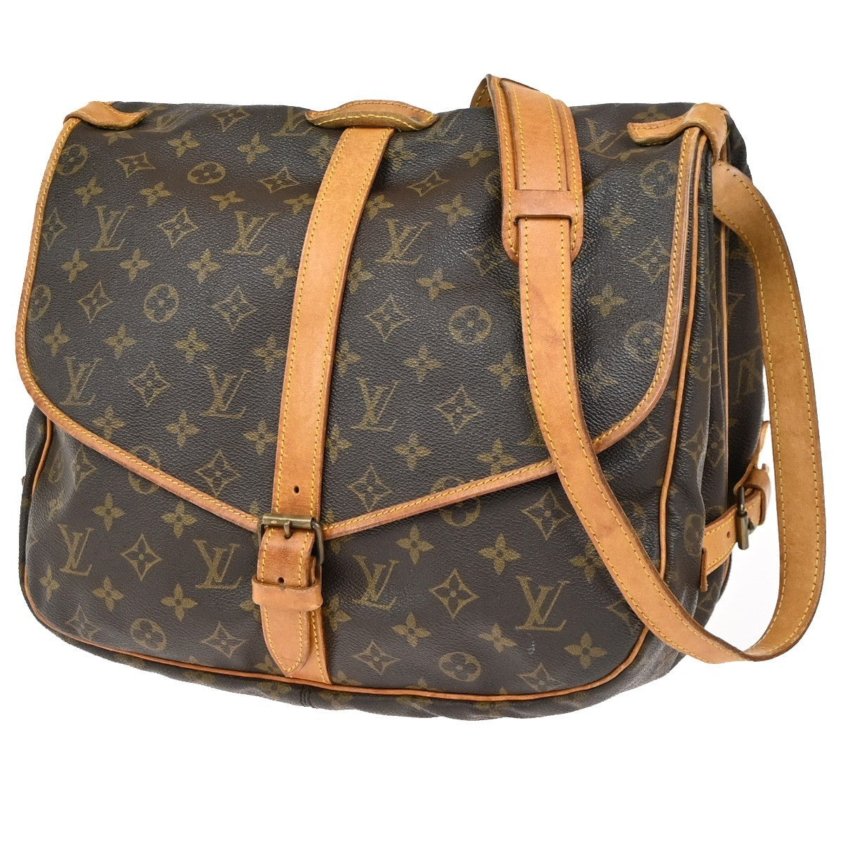 LOUIS VUITTON Saumur 35 Shoulder Bag Monogram Leather BN France M42254 77YJ008