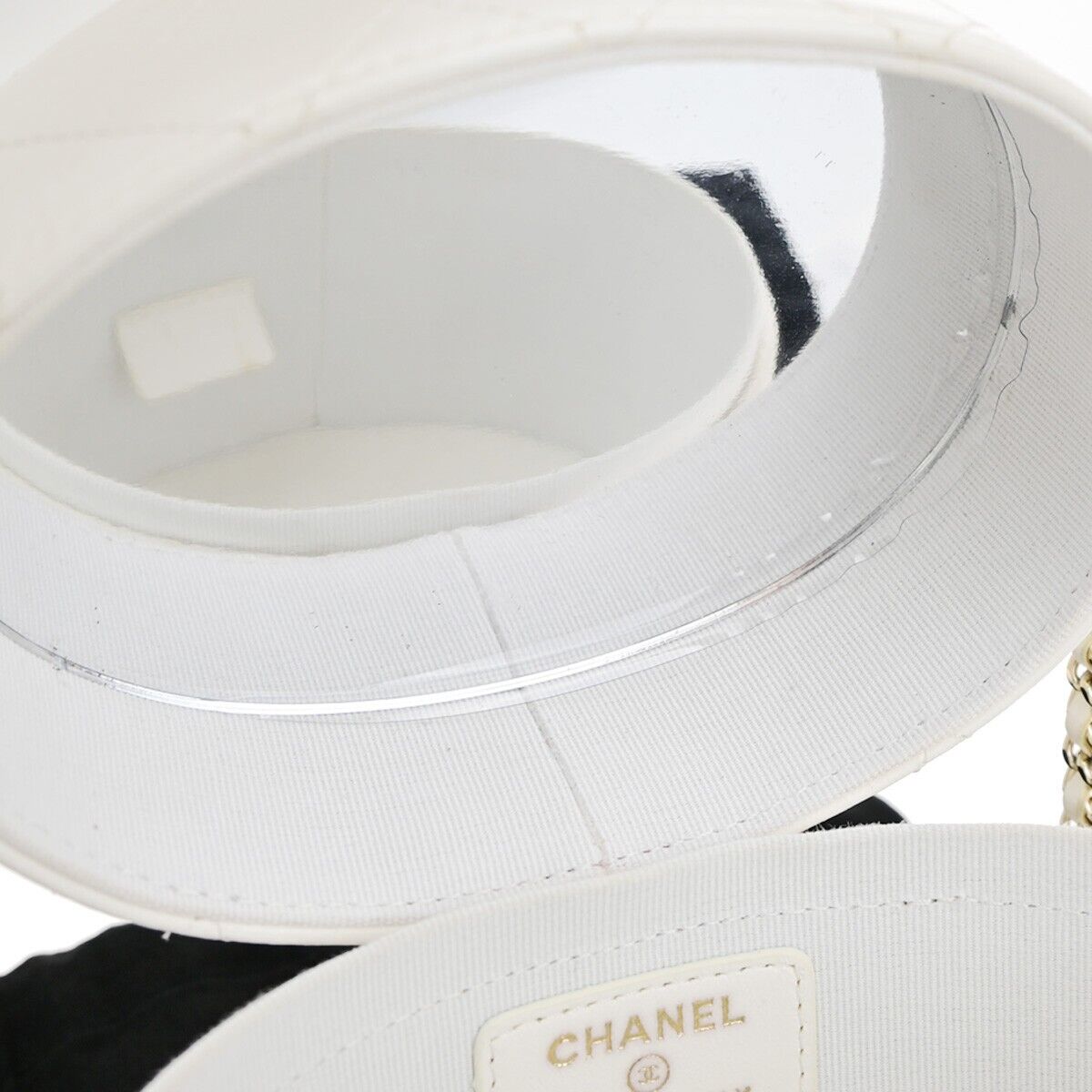 CHANEL CC Logo chain Shoulder Vanity Bag Matelasse Leather White GHW 645RF147