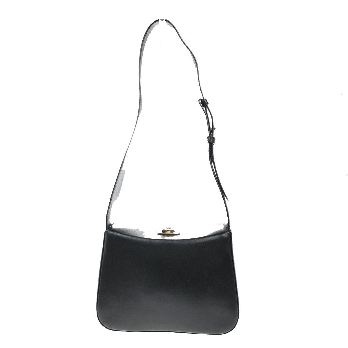 SALVATORE FERRAGAMO Gancini Logo Shoulder Bag Leather Black GHW Italy 30MA368
