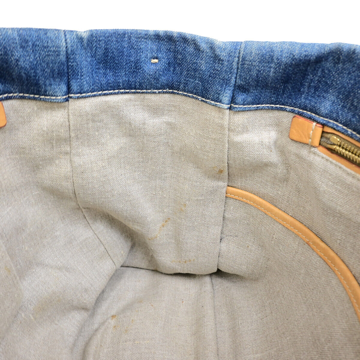 PRADA Logor Hand Tote Bag Denim Leather Blue Acio GHW Italy 80YG643