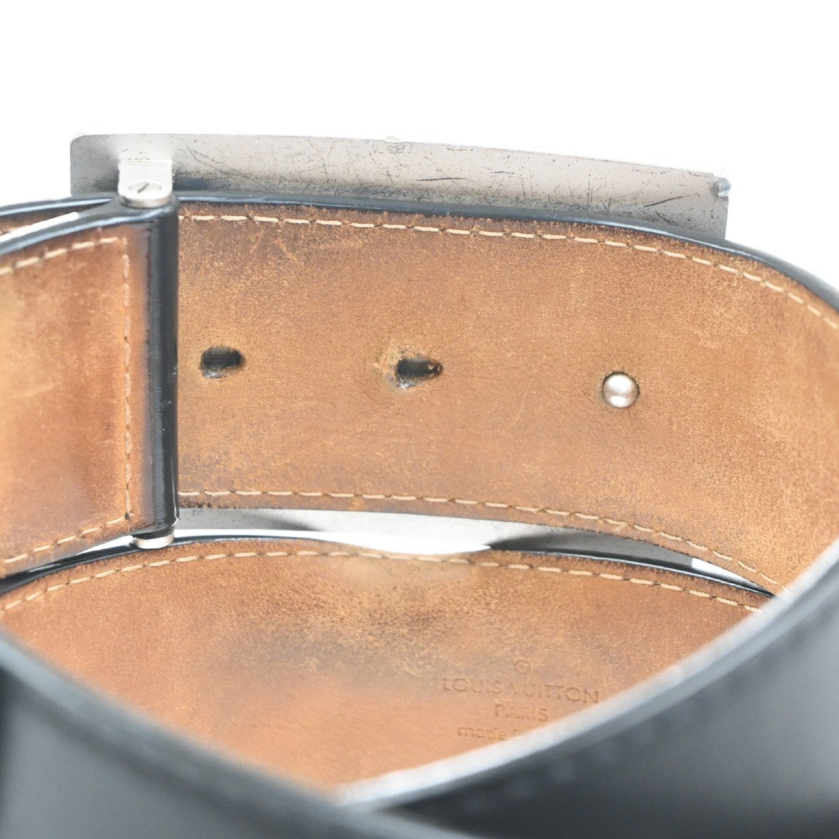 LOUIS VUITTON Ceinture Jeans Buckle Belt 80/32 Leather BK SR Spain M6812 63KC996