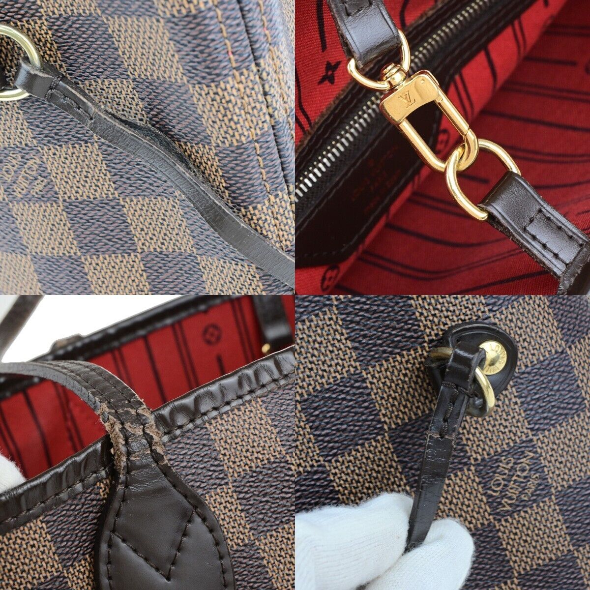 LOUIS VUITTON Neverfull MM Shoulder Bag Damier Ebene Leather BN N51105 72ED234