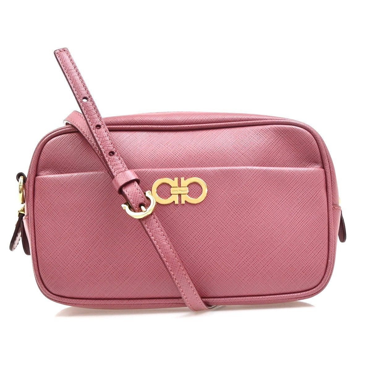 SALVATORE FERRAGAMO Logo Gancini Mini Shoulder Bag Leather Pink GHW 31EG216