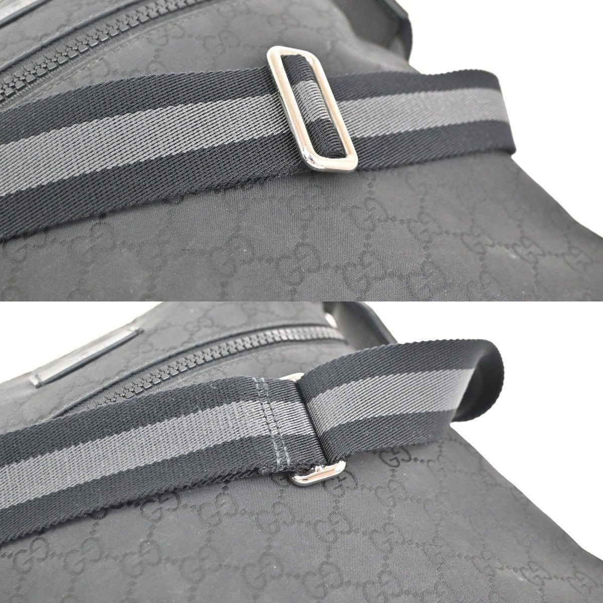 GUCCI  Logo GG Pattern Shoulder Bag Canvas Leather Black SHW Italy 62CA784