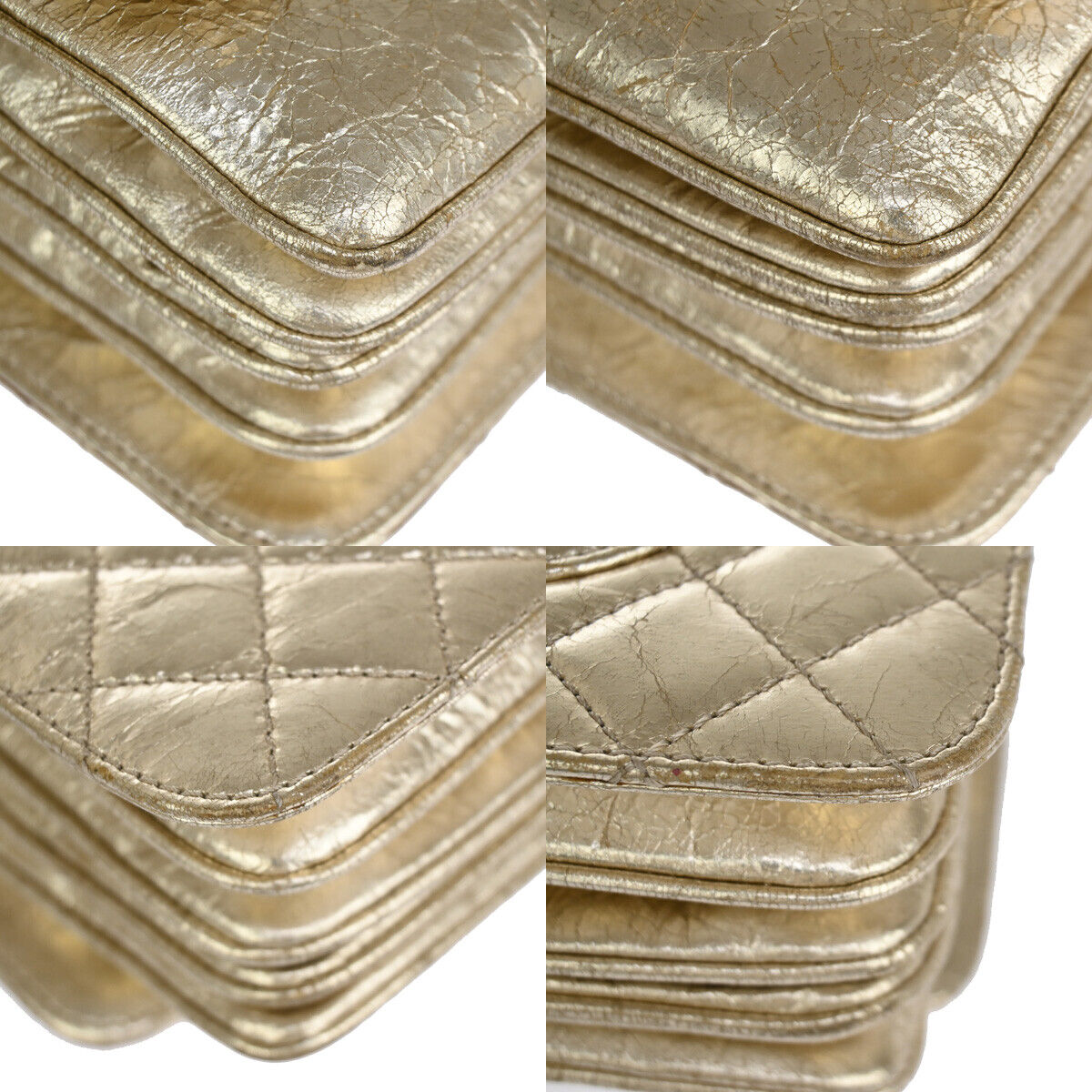 CHNAEL CC Matelasse Chain Shoulder Bag Crinkled Leather Accordion GHW 629RJ582