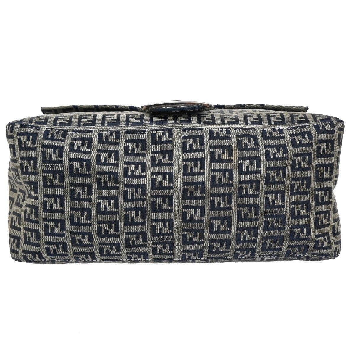 FENDI Mamma bucket Zuccino Shoulder Hand Bag Canvas Leather Navy Italy 79MA143