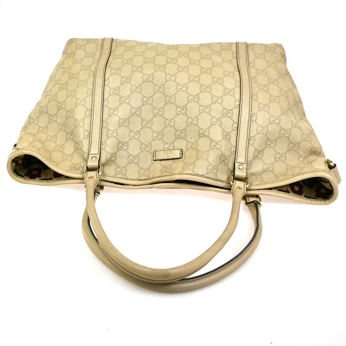 GUCCI Logo GG Pattern Guccissima​ Shoulder Bag Leather Beige GHW Italy 38CB035