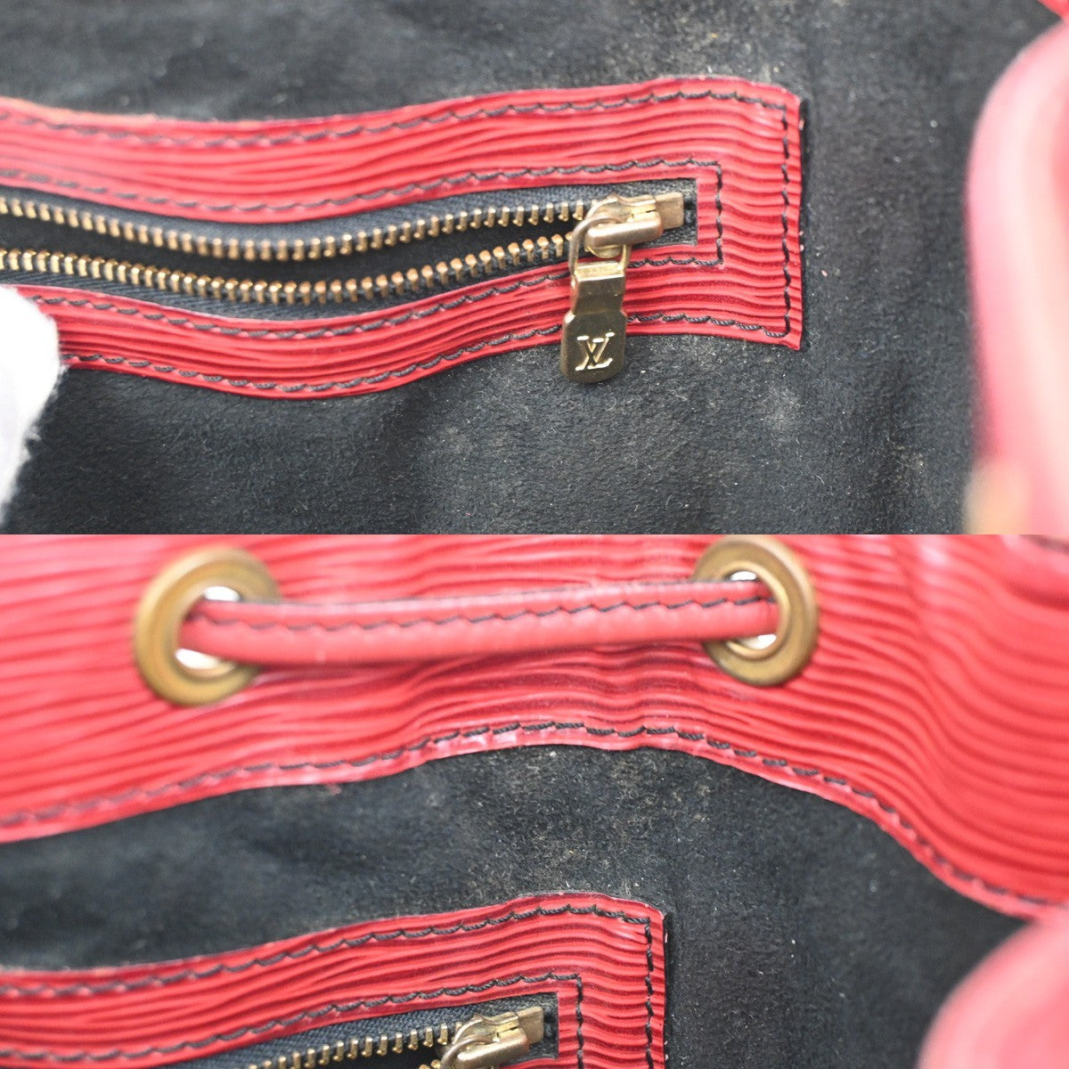 LOUIS VUITTON Petit Noe Drawstring Shoulder Bag Epi Leather Red M44107 37KC770