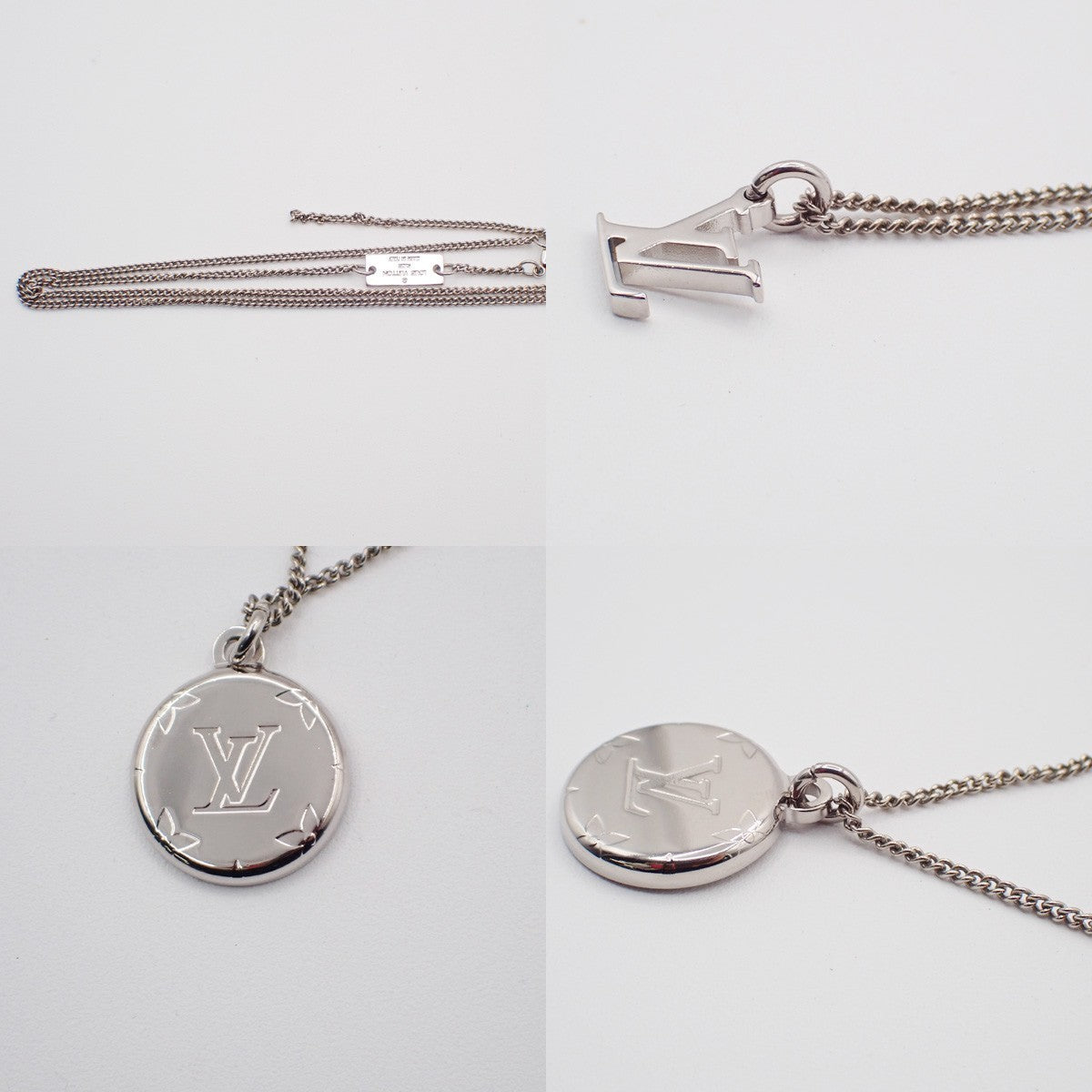 LOUIS VUITTON  Logo Ring Pendant Long Necklace Monogram SHW Italy M62485 34MA183