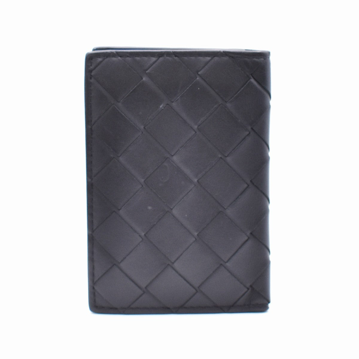 BOTTEGA VENETA Logo Intrecciato Bifold Card case Leather Black  Blue 62RL569