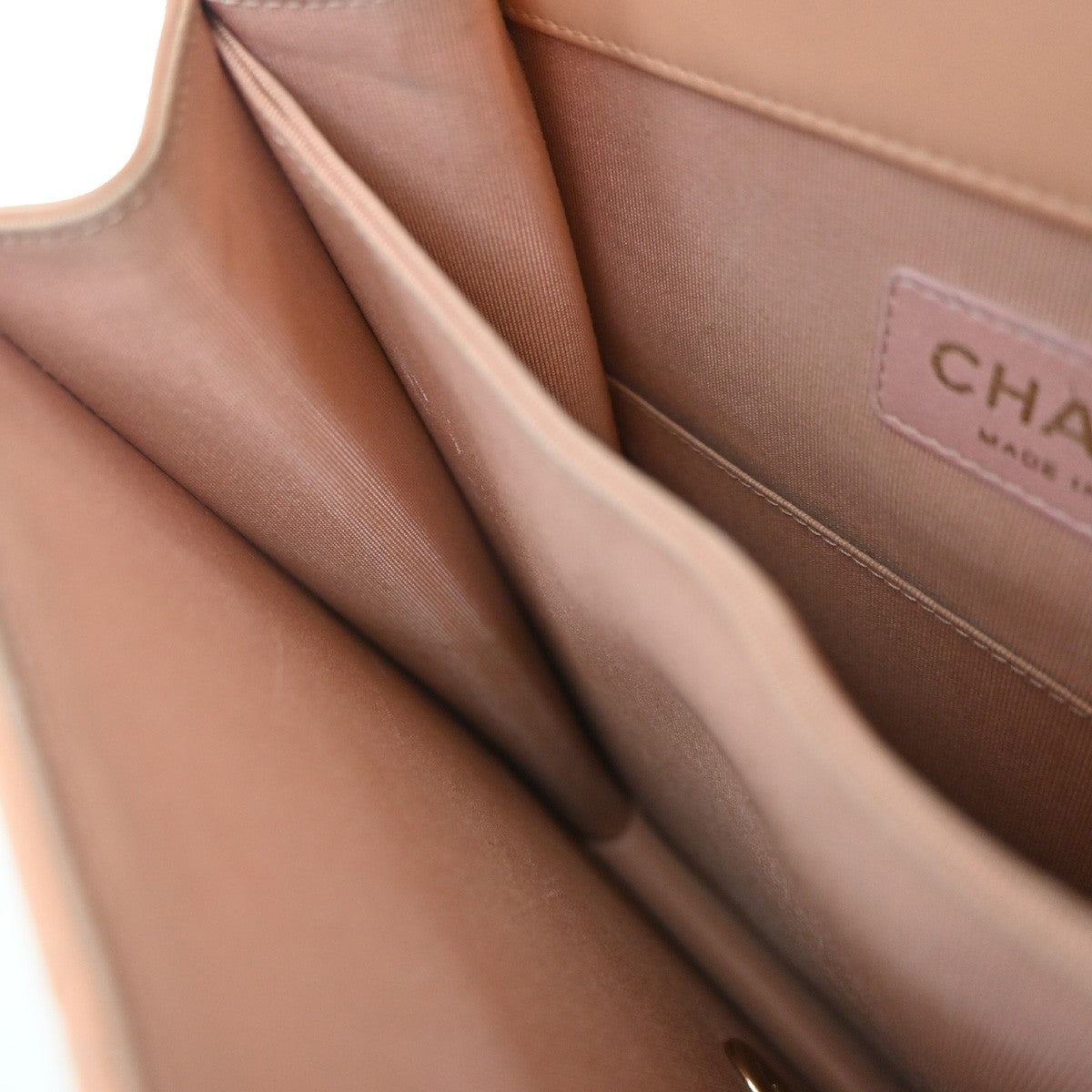 CHANEL Boy CC Logo Chain Shoulder Bag Lamb Skin Leather Pink GHW Italy 865RF731