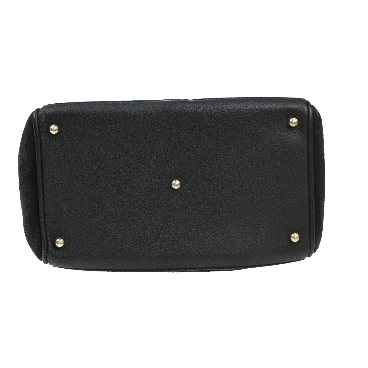 GUCCI Logo Bamboo 2Way Shoulder Hand Bag Suede Leather Black GHW Italy 64KP435