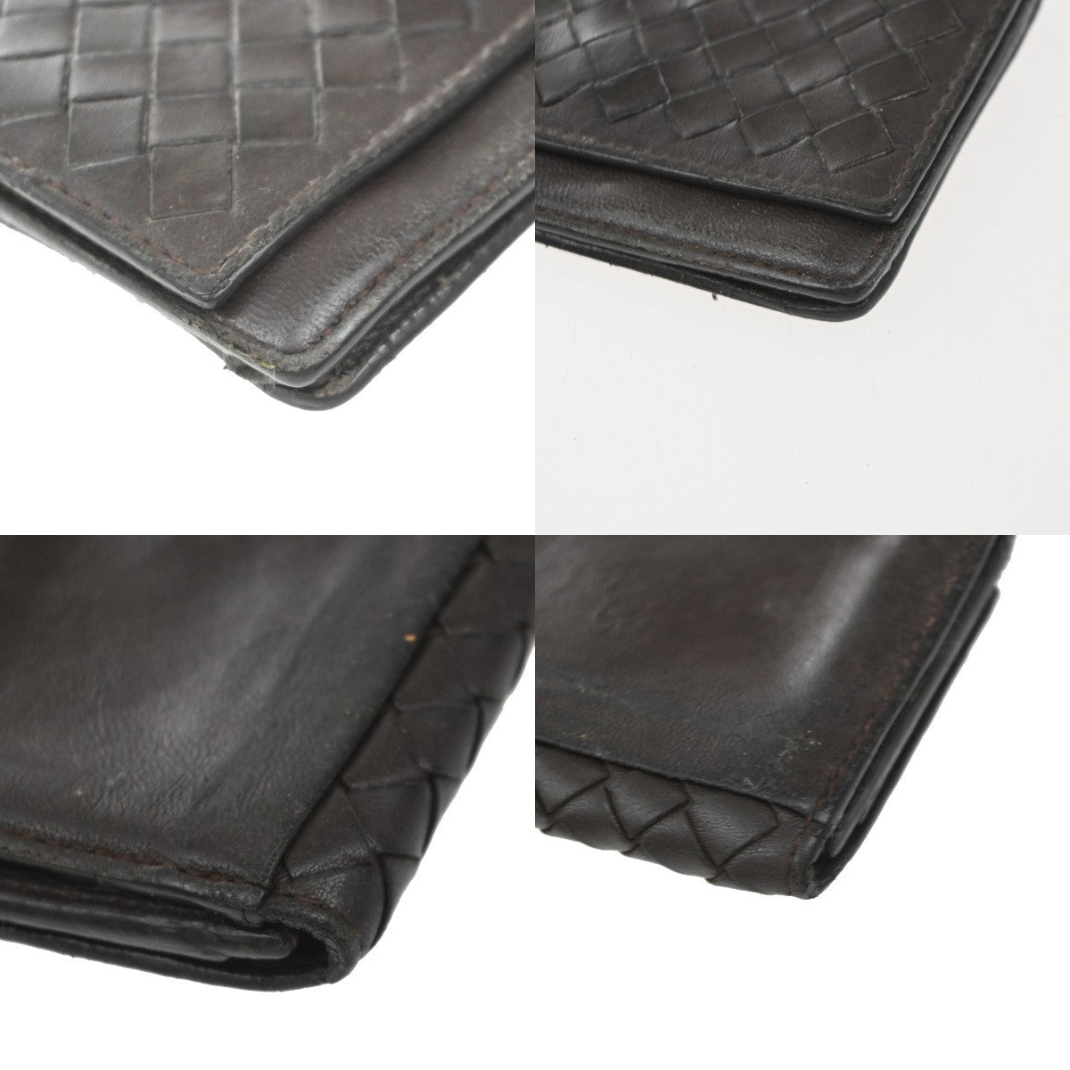 BOTTEGA VENETA INTRECCIATO Compact Coin Case Wallet Leather Brown Italy 07EG227