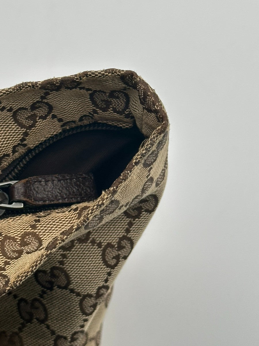 GUCCI Logo Sherry GG Pattern Hand Bag Canvas Leather Brown Italy 31CA550