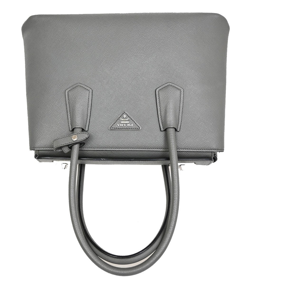 PRADA Logo Shoulder Hand Bag Saffiano Cuir Leather gray SHW Italy 98TA166
