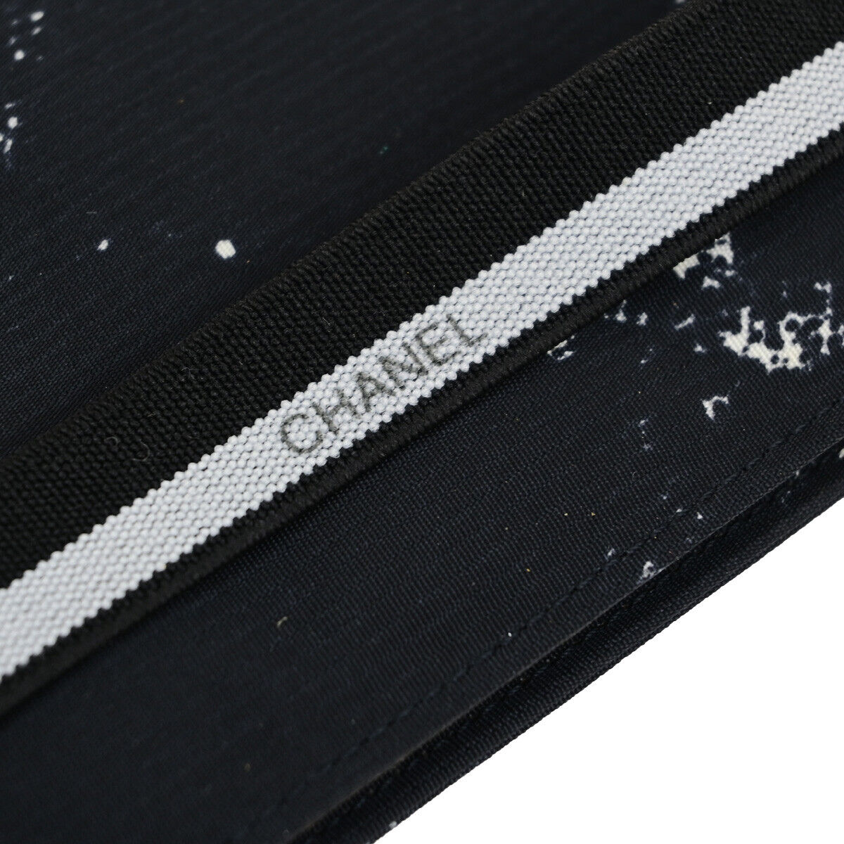 CHANEL Logo Travel Line Bifold Wallet Nylon Leather Black 69KA311