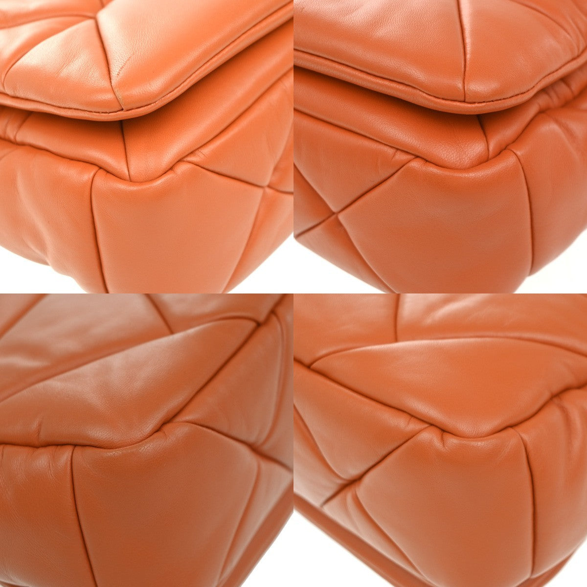PRADA System Patchwork 2way Shoulder Hand Bag Nappa Leather Orange 620RF990