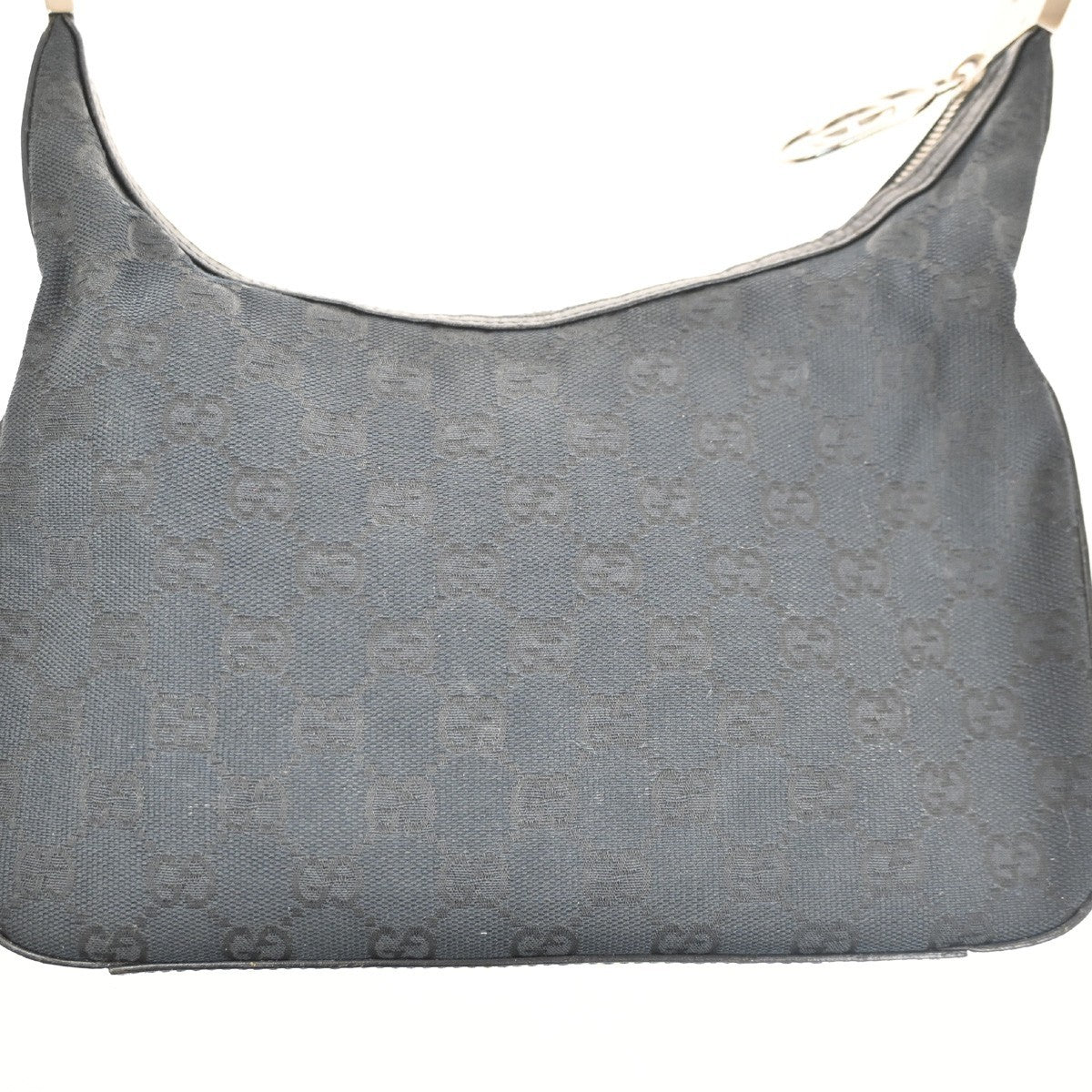 GUCCI Logo GG Pattern Shoulder Hand Bag Canvas Leather Black SHW Italy 34TA703